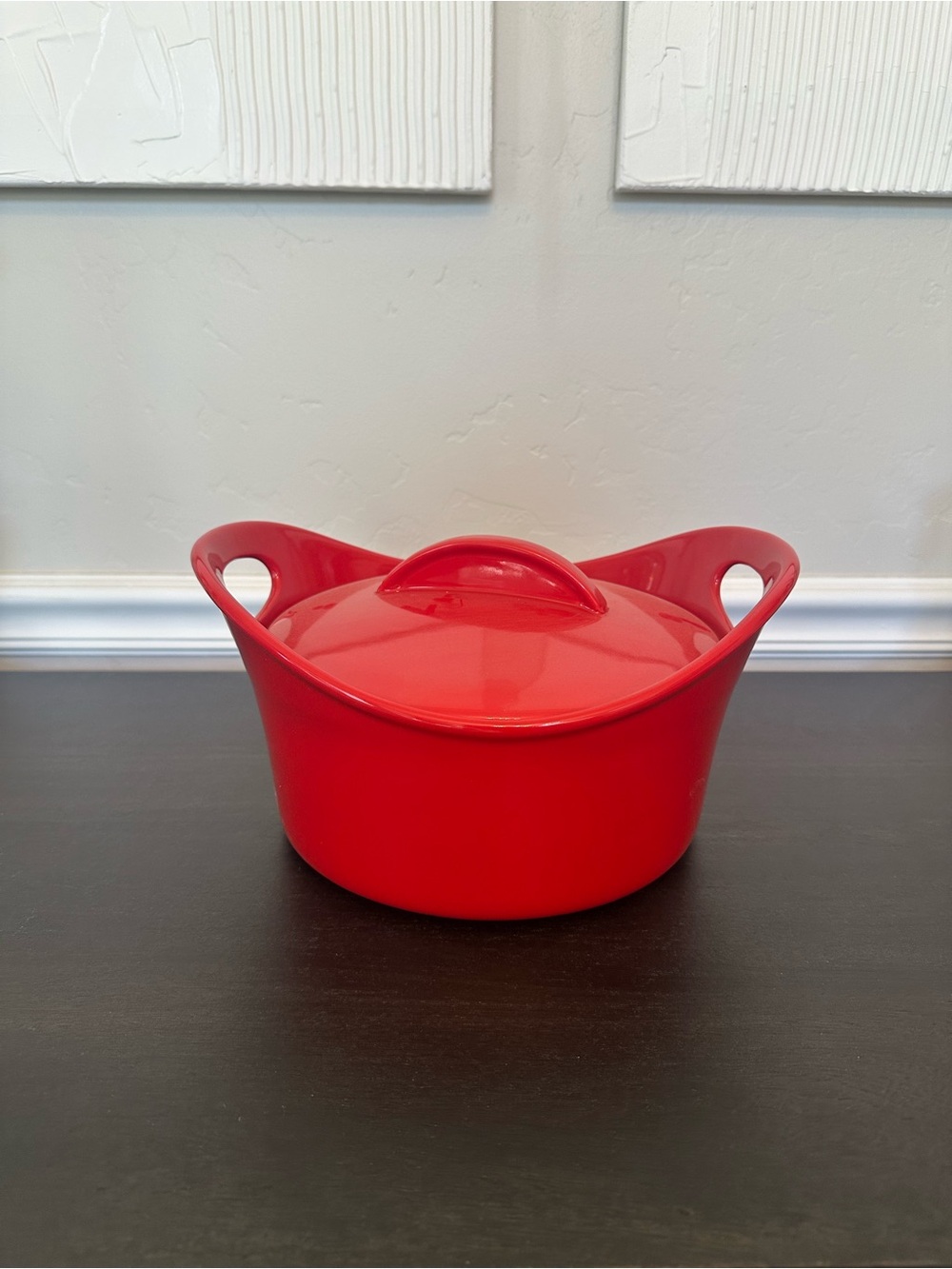 Rachael Ray Red Covered Serving Bowl with Side Handles